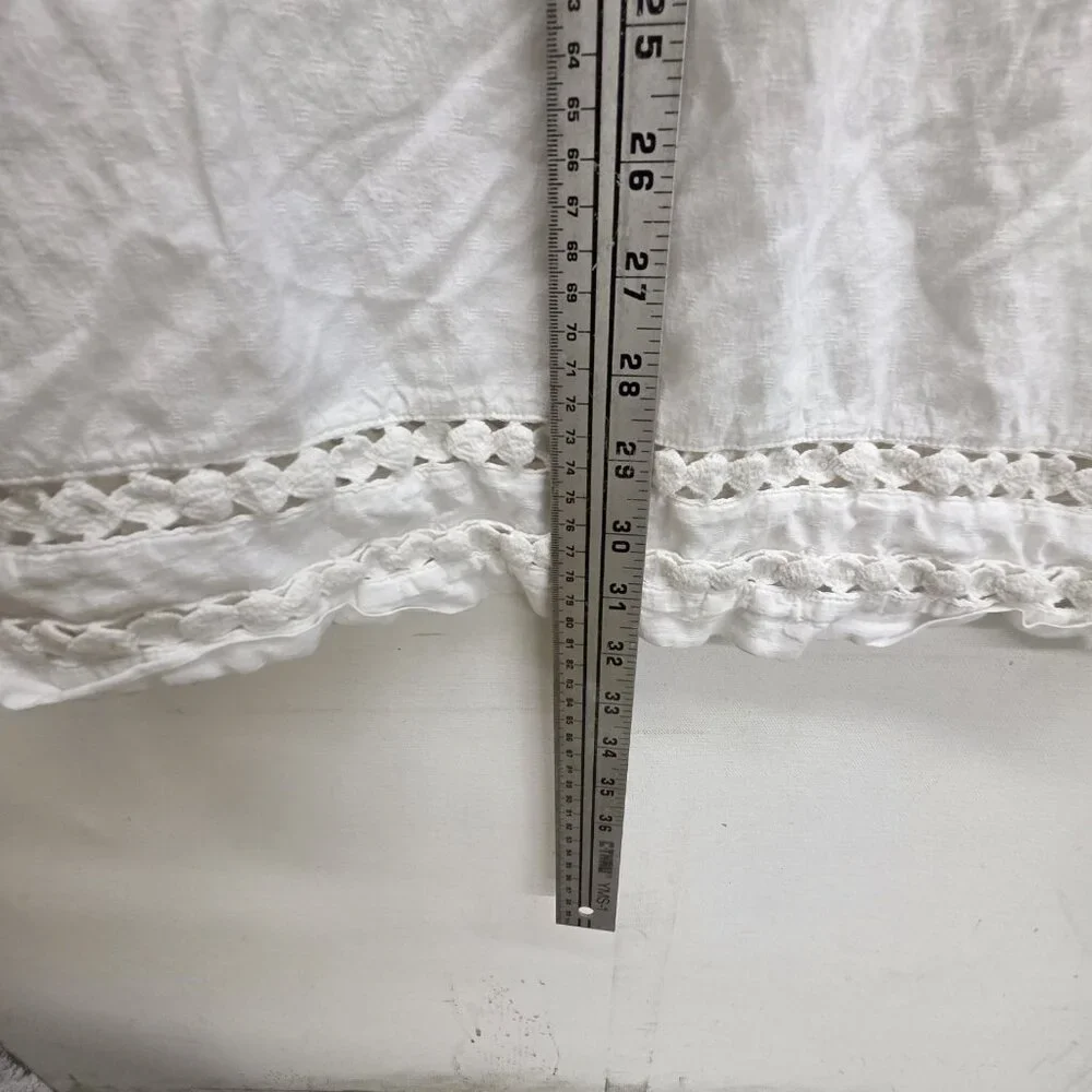 Athleta Cover Up Dress Size Small Women's Off White Crochet Trim Cotton Summer